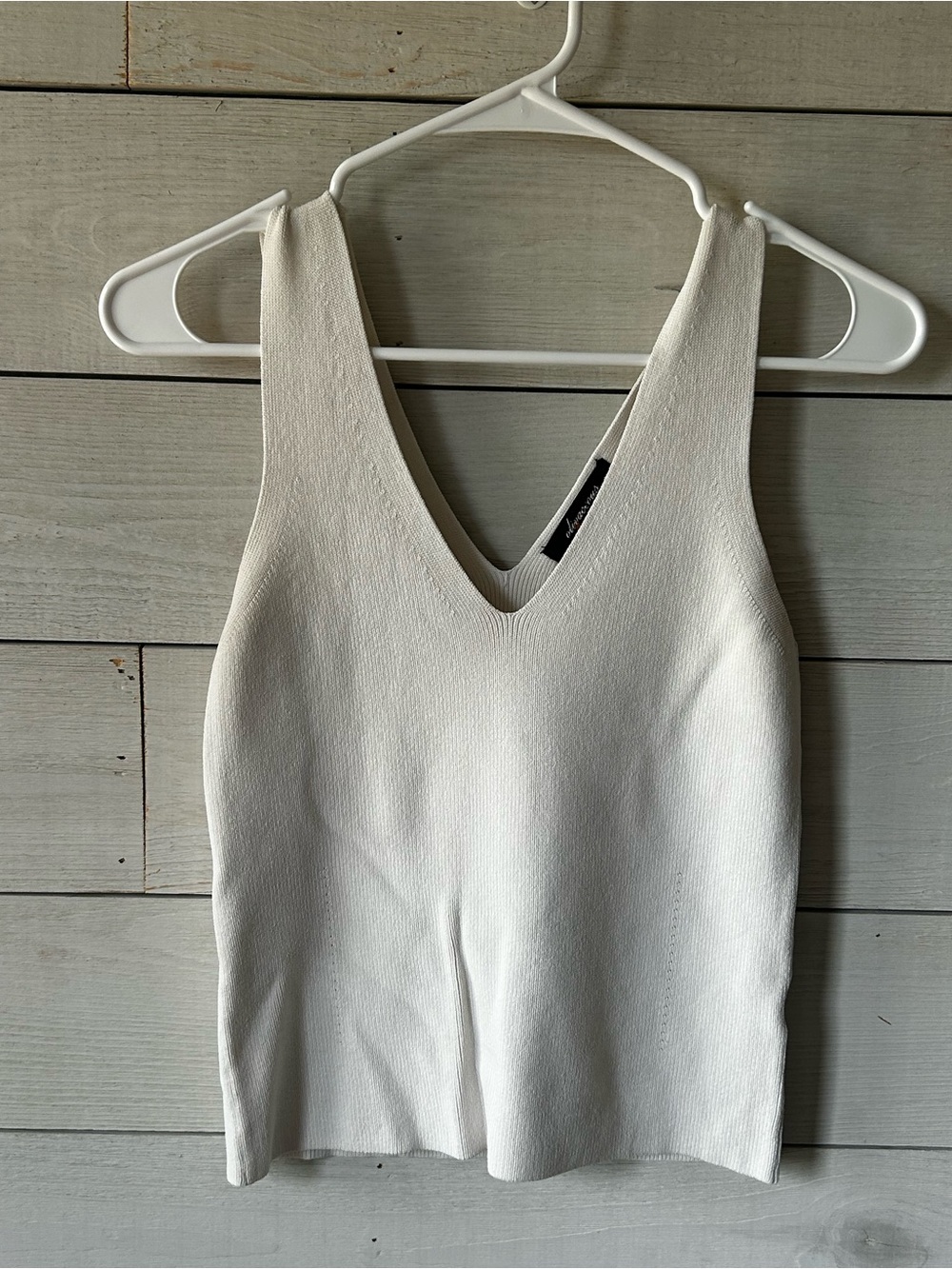 Women's White V-Neck Knit Tank Top